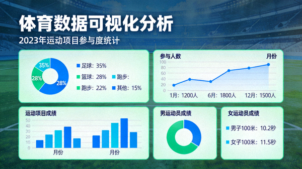 体育数据可视化分析与统计图表画面